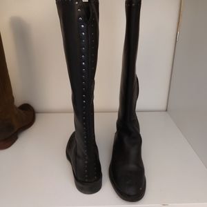 Tall black leather boots